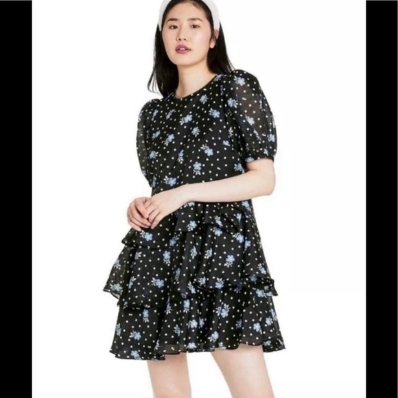 Sandy Liang Black Ruffle Dress | XXS - Picture 1 of 1